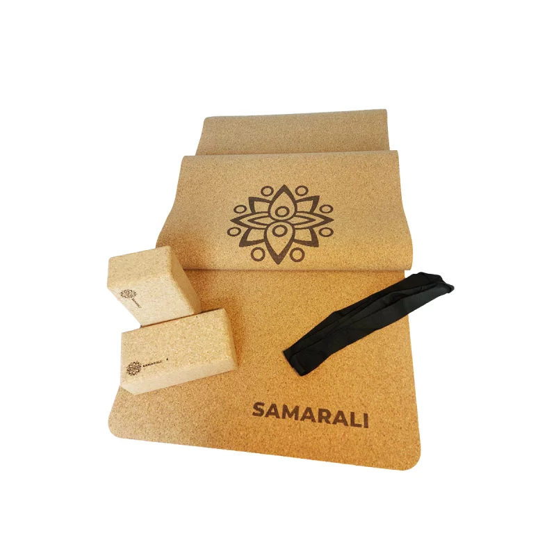 Nachhaltiges Yoga-Set - Classic - Kork Yogamatte, Gurt, Blöcke